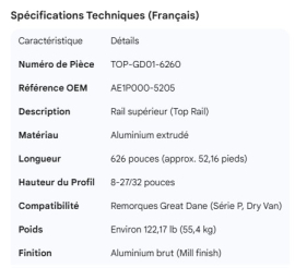 GREAT-DANE TOP RAIL 52' AE1P000-5205