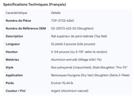STOUGHTON TOP RAIL 52' 02-20573-623-50