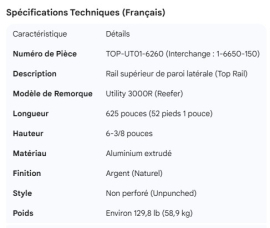 UTILITY TOP RAIL 3000R  52' 1-6650-150