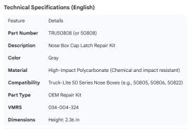 TRUCK LITE BOX NOSE LATCH GREY PRO-PAR