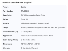 TRUCK LITE 3/8" ID FITTING