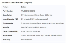 TRUCK LITE 3/4" ID FITTING