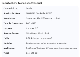 TRUCK LITE PIGTAIL PGTL-6370 CONN BLK/RED 6