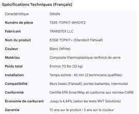 TRANSTEX EDGE TOPKIT WHITE STD FLATWALL