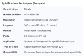 UTILITY ABS POWER CABLE JUMPER 240"