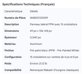 WABASH SIDE PANEL PPW 15 CORRUGATION