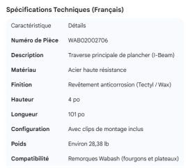 WABASH MAIN CROSSMEMBER