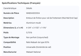 WABASH RUB RAIL END CAP