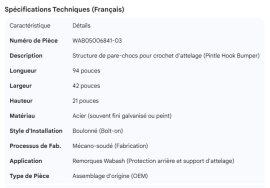 WABASH PINTLE HOOK BUMPER STRUCTURE