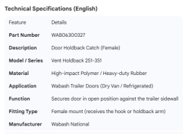 WABASH VENT HOLDBACK FEMALE 251-351