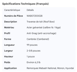 WABASH ROOF BOW STEEL 99''