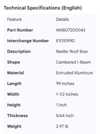 WABASH ROOF BOW REEFER E1010990