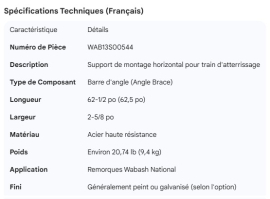WABASH LANDING GEAR MOUNTING BRACE HORIZONTAL 62-1/2"