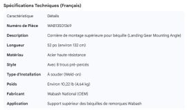 WABASH LANDING GEAR MOUNTING ANGLE WITH HOLES 52"