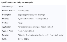 WABASH DOOR HINGE RED PLASTIC BUSHING