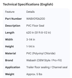 WABASH PVC FLOOR SEAL 620"