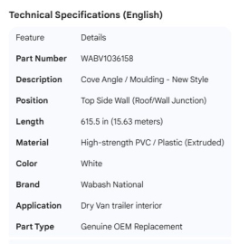 WABASH COVE MOULDING TOP SIDE WALL 615"