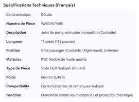 WABASH DOOR SEAL ONE PIECE EXTRUSION CURB SIDE 14FT