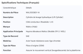 WALTCO CYLINDER LIFT LH