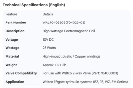WALTCO COIL HIGH WATT 10V 25 WATT