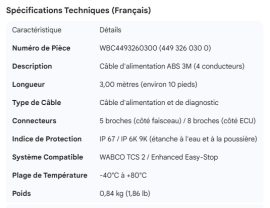 WABCO POWER CABLE 3M