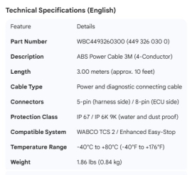 WABCO POWER CABLE 3M