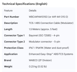 WABCO TCS CABLE 1.5M