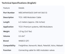 WABCO TCS CABLE 6.0M