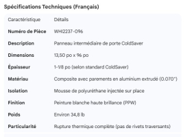 WHITING COLDSAVER DOOR INTER PANEL 13.50" X 96" PPW