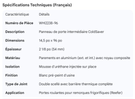 WHITING COLDSAVER DOOR INTER PANEL WHITE 14.5 X 96