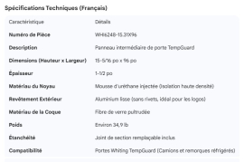 WHITING TEMPGUARD ROLL-UP DOOR INTER PANEL 15-5/16" X 96"