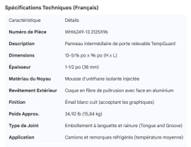 WHITING TEMPGUARD ROLL-UP DOOR INTER PANEL 13-5/16" X 96"