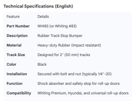 WHITING ROLL-UP DOOR TRACK STOPPER