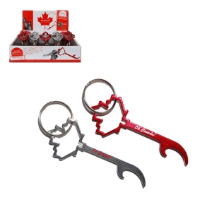 OH CANADA - KEYCHAIN BOTTLE OPENER, 30 PCS DISPLAY, 2 COLORS