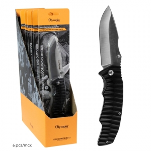 OLYMPIA - FOLDING KNIFE WITH CLIP, 3.5", BLACK, 6PCS DISPLAY
