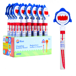 RAE- CLAPPING BUBBLE WAND SHARK FACE, 24 UNIT DISPLAY