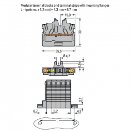 WAGO | 2052-301 | 2-CONDUCTOR MINIATURE THROUGH TB WITH OPER