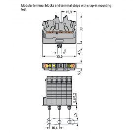 WAGO | 2052-314 | 2-CONDUCTOR MINIATURE THROUGH TB WITH OPER