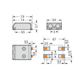 WAGO | 2059-302/998-403 | SMD PCB TERMINAL BLOCK; 0.5 MM²; P