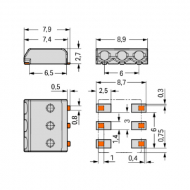 WAGO | 2059-303/998-403 | SMD PCB TERMINAL BLOCK; 0.5 MM²; P