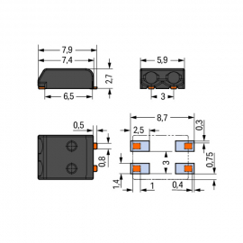 WAGO | 2059-322/998-403 | SMD PCB TERMINAL BLOCK; 0.5 MM²; P