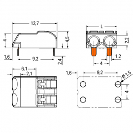 WAGO | 2060-1451/998-404 | THR PCB TERMINAL BLOCK; PUSH-BUTT