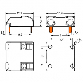 WAGO | 2060-1852/998-404 | THR PCB TERMINAL BLOCK; PUSH-BUTT