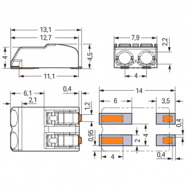 WAGO | 2060-452/998-404 | SMD PCB TERMINAL BLOCK; PUSH-BUTTO