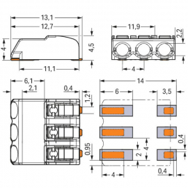 WAGO | 2060-453/998-404 | SMD PCB TERMINAL BLOCK; PUSH-BUTTO