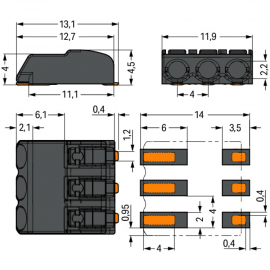 WAGO | 2060-473/998-404 | SMD PCB TERMINAL BLOCK; PUSH-BUTTO