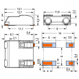 WAGO | 2060-852/998-404 | SMD PCB TERMINAL BLOCK; PUSH-BUTTO