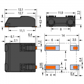 WAGO | 2060-872/998-404 | SMD PCB TERMINAL BLOCK; PUSH-BUTTO