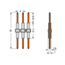 WAGO | 2060-951/028-000 | BOARD-TO-BOARD LINK; PIN SPACING 4