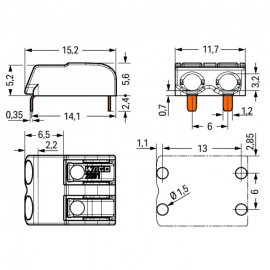 WAGO | 2061-1602/998-404 | THR PCB TERMINAL BLOCK; PUSH-BUTT